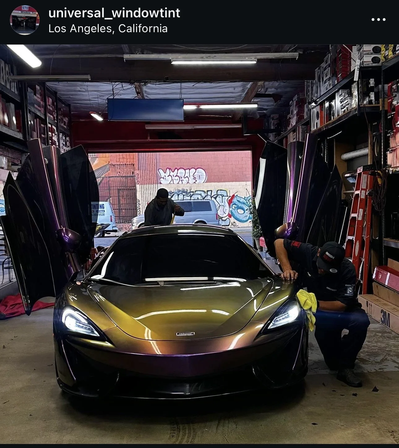 Supercar window tint in progress at Universal Window Tint