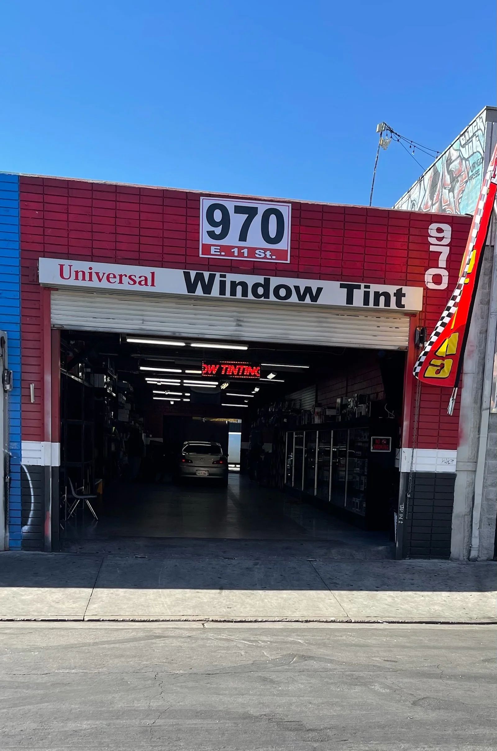 Universal Window Tint storefront on East 11th Street, Los Angeles